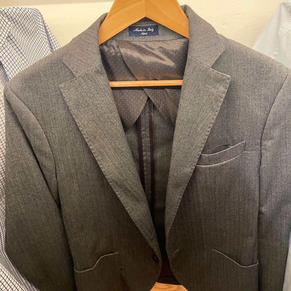 Italian Herringbone Wool Blazer